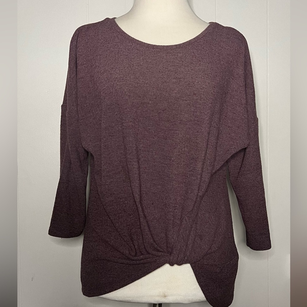 Purple Knotted Hem Sweater